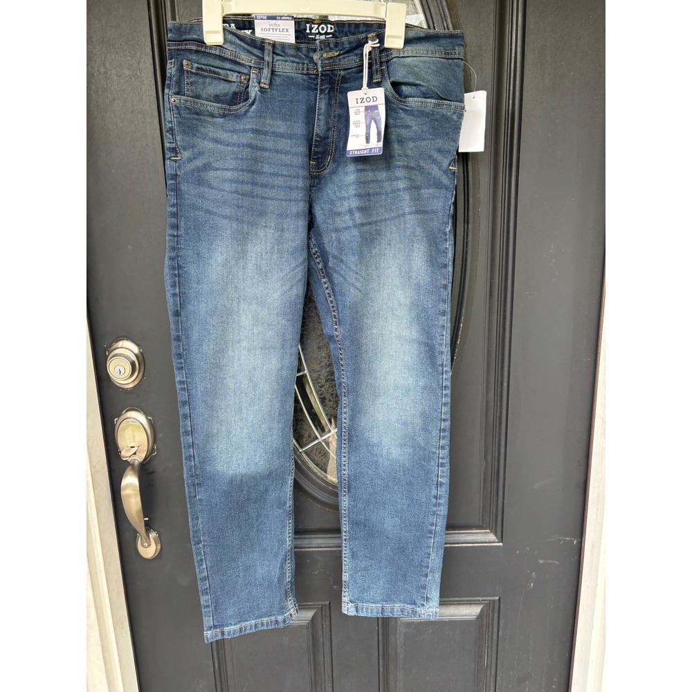 IZOD Mens Ultra Softflex Straight Fit Jeans Mavericks Blue 36x32 Sportflex Max